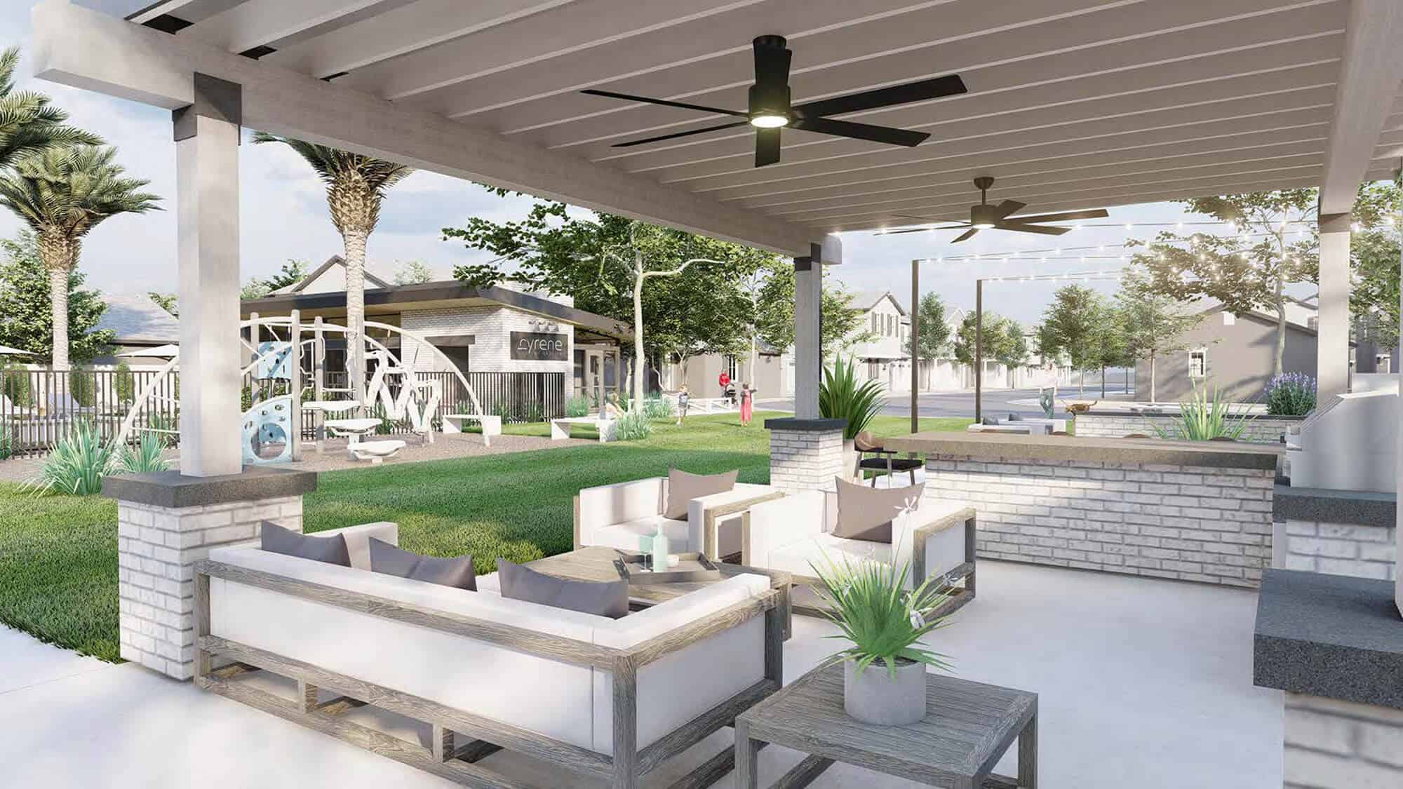 Rendering of an outdoor lounge